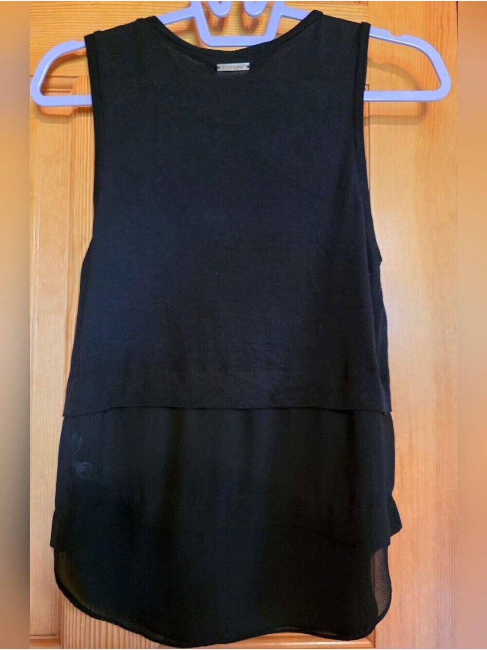Michael Kors Black Layered Sheer-Hem Sleeveless Tank - Picture 4 of 5